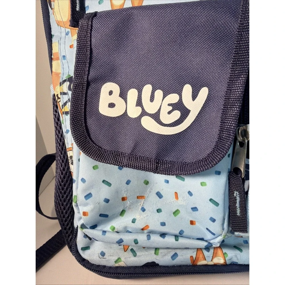 & Bingo Backpack for Girls & Boys, Multi Pocket Bookbag with Adjustable Bluey